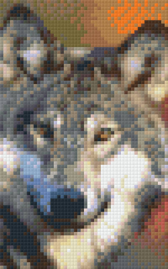 Grey Wolf Two [2] Baseplate PixelHobby Mini-mosaic Art Kit